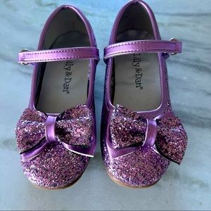 Lily and Dan Girls Purple Glitter Dress Up Shoes Size 10